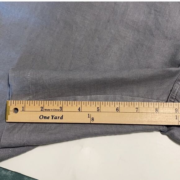 JNY Gray Linen Zip Fly Drawstring Shorts Pockets Women Size 10 - Picture 13 of 13